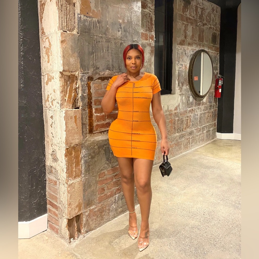 Take My Measurements Sweater Dress in Orange